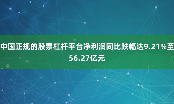 中国正规的股票杠杆平台净利润同比跌幅达9.21%至56.27亿元